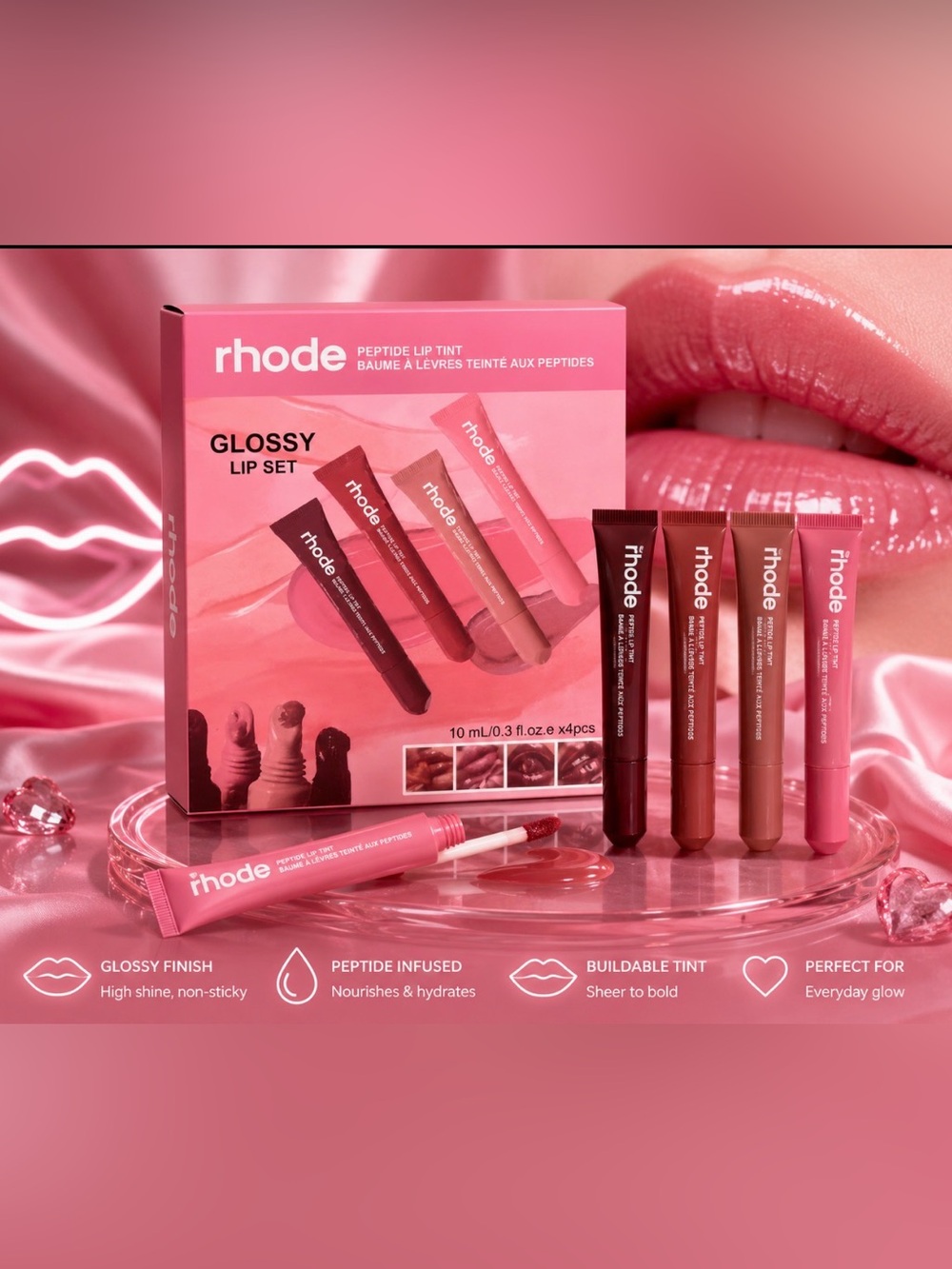 RHODE Glossy Lip Tint Set - Pink & Rose Shades